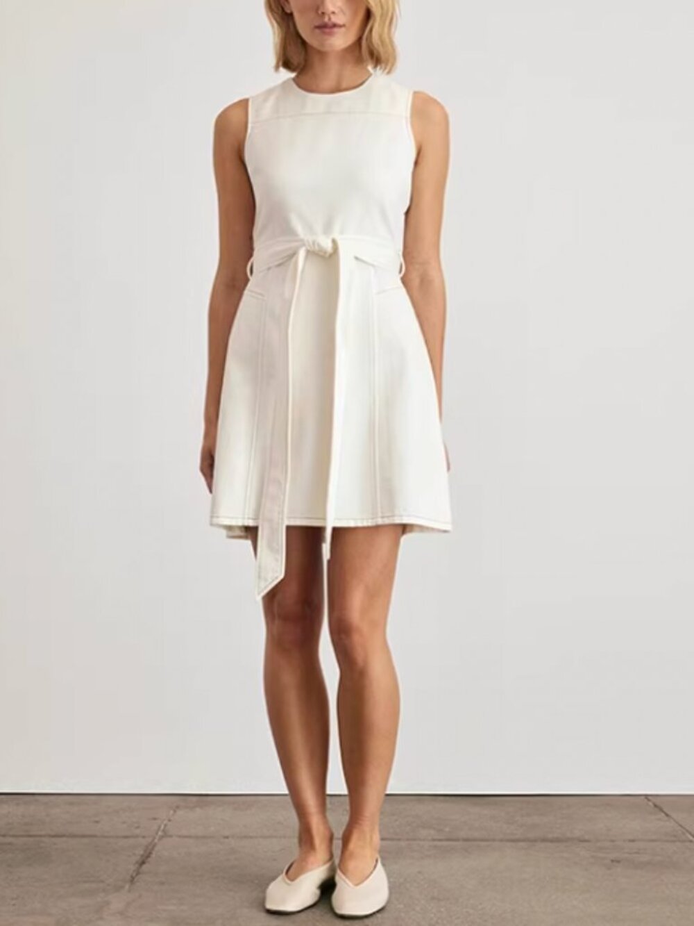 Tanya Taylor Claudia Mini Dress Sz4 Chalk Ivory Minimalist - Picture 2 of 8